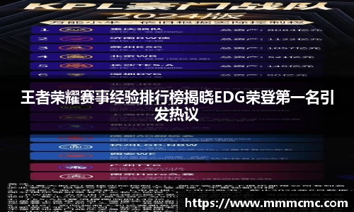 王者荣耀赛事经验排行榜揭晓EDG荣登第一名引发热议